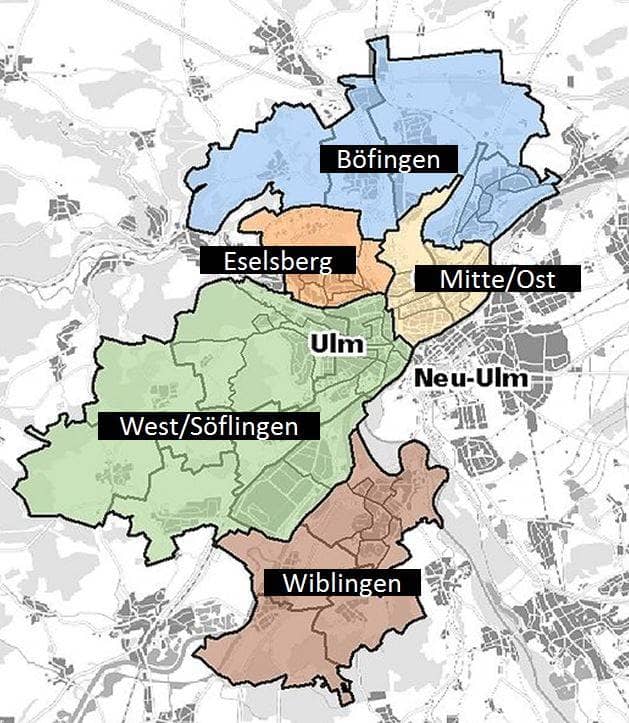 ulm karte stadtteile Stadt Ulm   Sozialräume: Anlaufstelle für Bürgerinnen und Bürger